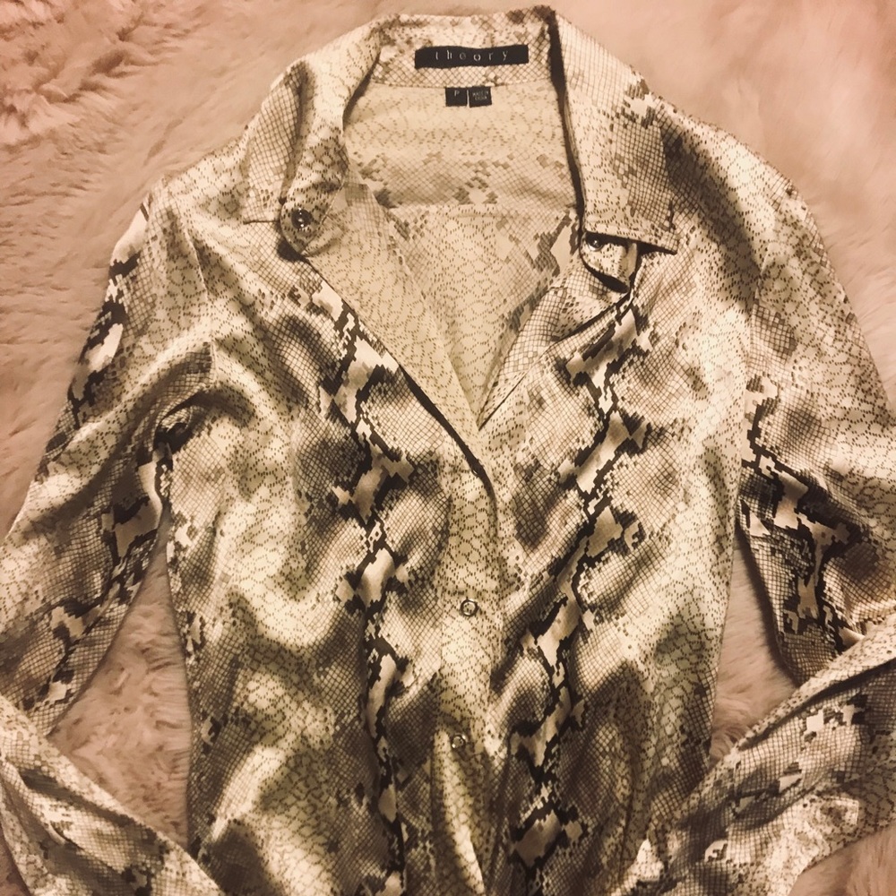 Theory Petite Silk Python Button Down - image 8